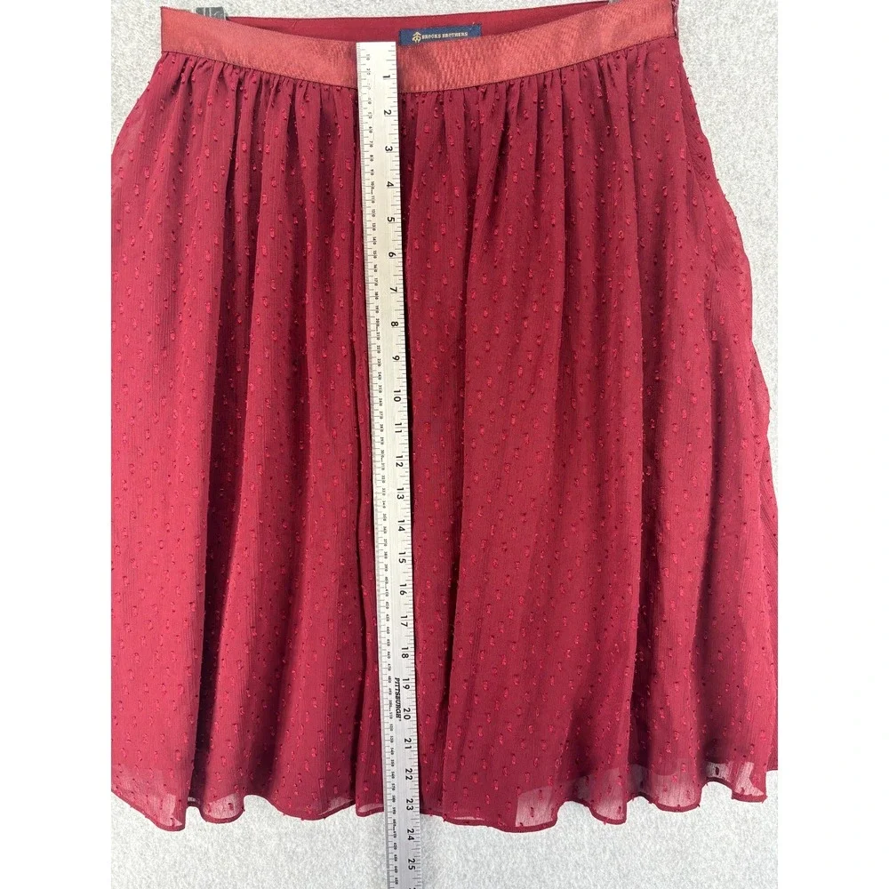 Brooks Brothers Burgundy Dot Flowy Chiffon A-line Skirt‎ SIZE 6